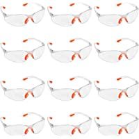 Kurtzy Pack 12 Gafas de Seguridad con Lentes Transparentes Plaquetas Nasales y Patillas de Goma para un Ajuste Cómodo…